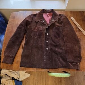 Vintage 70s Men’s Dark Brown Suede Shirt Jacket - Size Medium